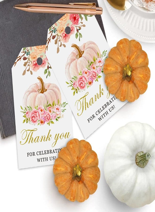 Aukolass 50 Pink Pumpkin Gift Tags - Fall Theme with String, Thank You Tags for Wedding, Birthday, Baby Shower & Party Favors (Two Colors) - Image 5